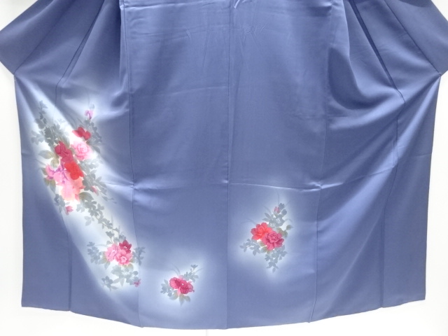  アンティーク　手描き薔薇に蘭模様着物